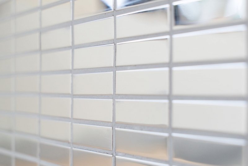Acero inoxidable azulejo de mosaico de plata rectángulo brillante azulejo backsplash pared de la cocina MOS129-0215