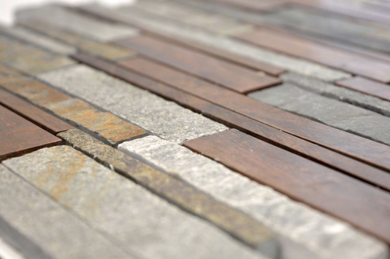 Mosaico de azulejos de piedra natural de cobre gris óxido compuesto barras de pared frente a la pared azulejos backsplash cocina - MOS47-XSK565