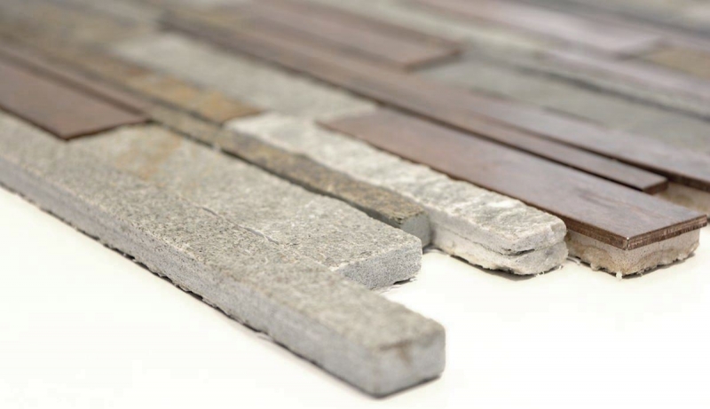 Mosaico de azulejos de piedra natural de cobre gris óxido compuesto barras de pared frente a la pared azulejos backsplash cocina - MOS47-XSK565