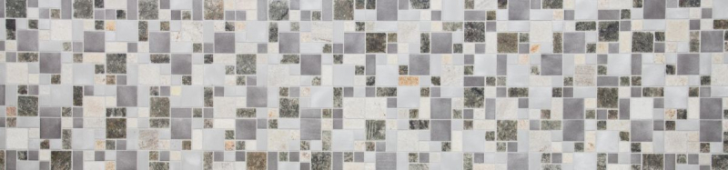 Muestra de mano mosaico azulejo cuarcita piedra natural aluminio plata gris claro beige combinación MOS49-525_m