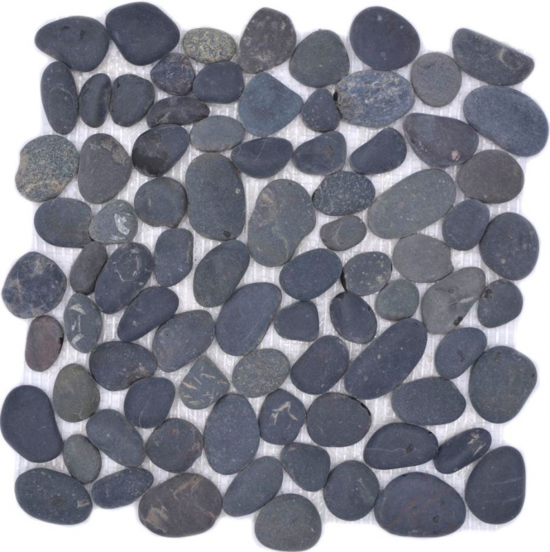 Piedra de río guijarro guijarro arqueado gris oscuro antracita negro plato de ducha pared de ducha cocina - MOS30-0208