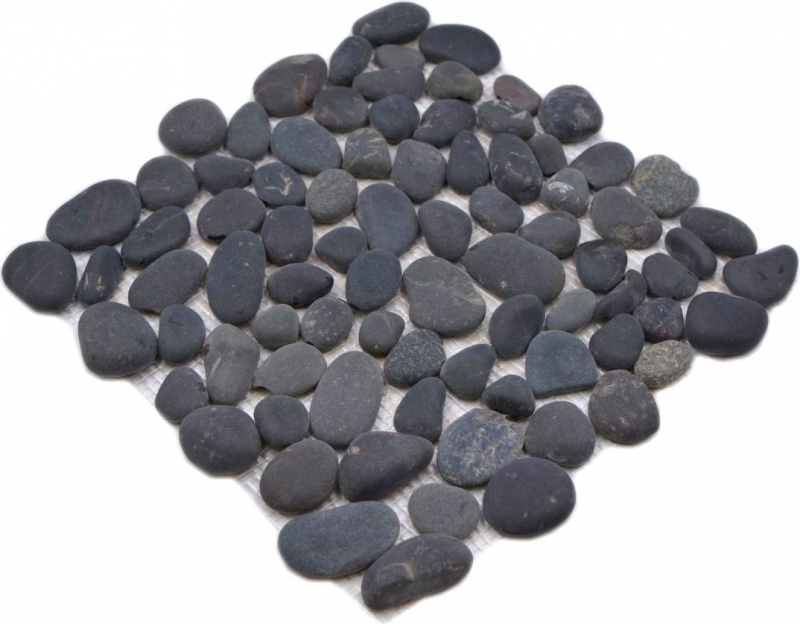 Piedra de río guijarro guijarro arqueado gris oscuro antracita negro plato de ducha pared de ducha cocina - MOS30-0208