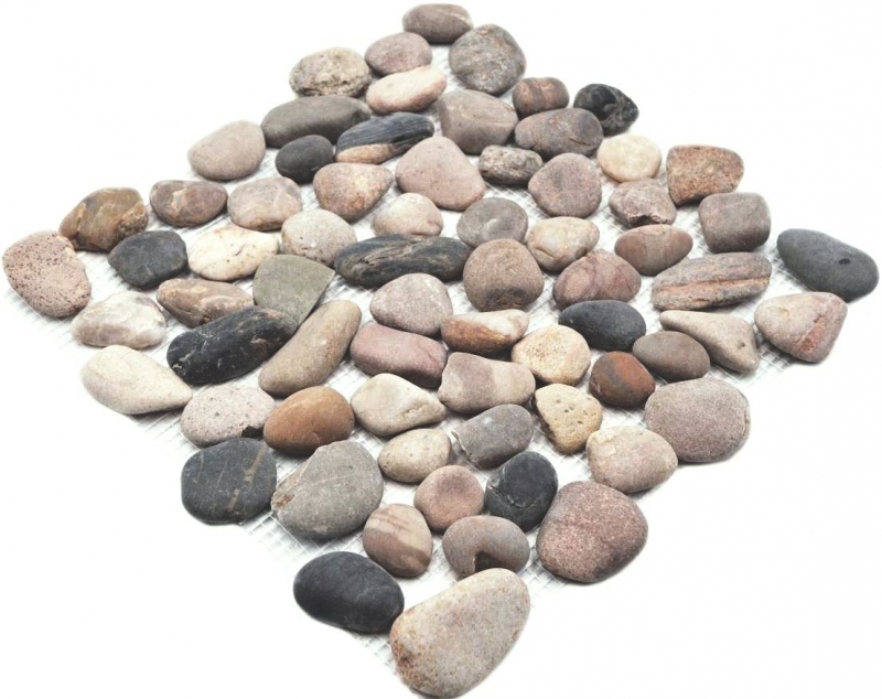 Río guijarro piedra guijarro curva beige gris negro crema antracita plato de ducha ducha pared cocina - MOS30-1204
