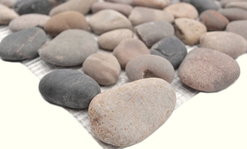 Río guijarro piedra guijarro curva beige gris negro crema antracita plato de ducha ducha pared cocina - MOS30-1204