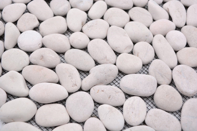Piedra de río guijarro guijarro curvado blanco crema marfil plato de ducha pared de ducha azulejo backsplash cocina - MOS30-0102