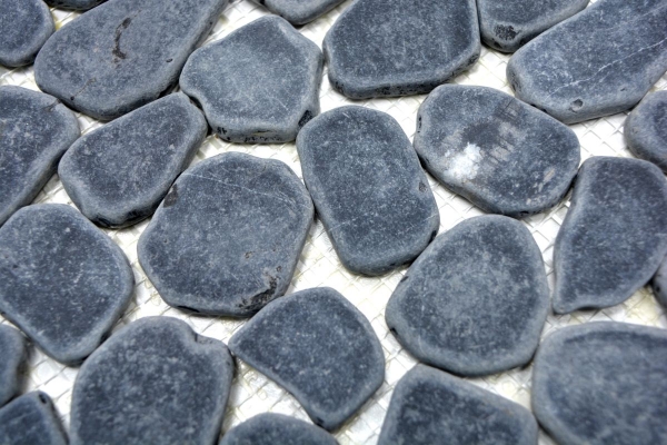 Mosaico azulejo río guijarro piedra guijarro corte negro MOS30-0302_f