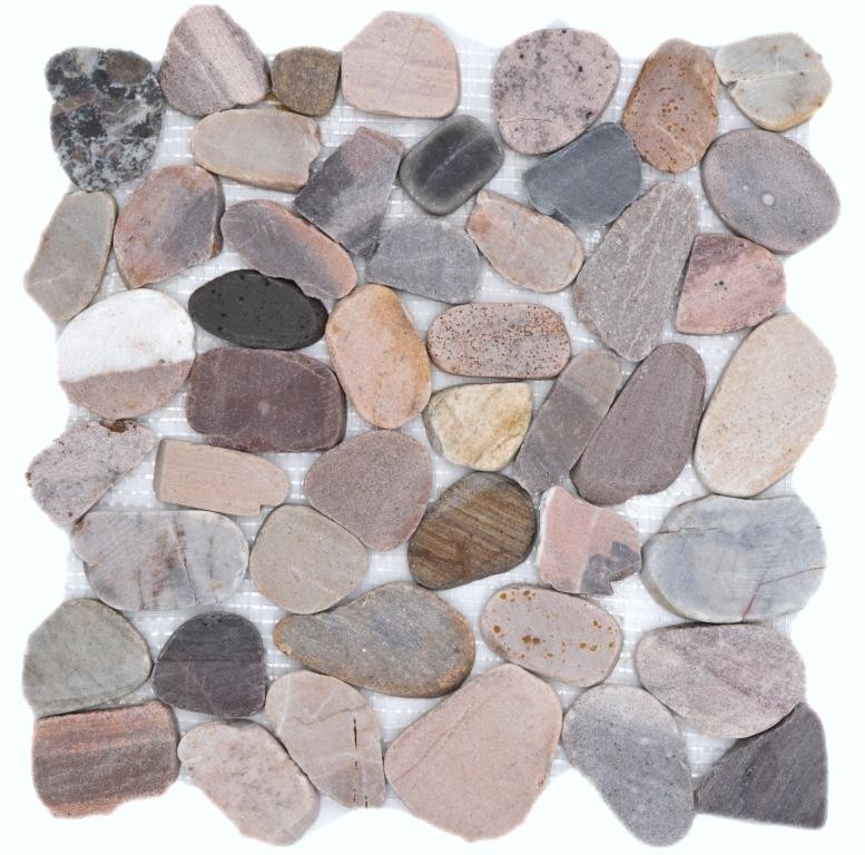 Azulejo río guijarro piedra guijarro corte beige gris rojo verde crema arena plato de ducha azulejo backsplash cocina - MOS30-0204