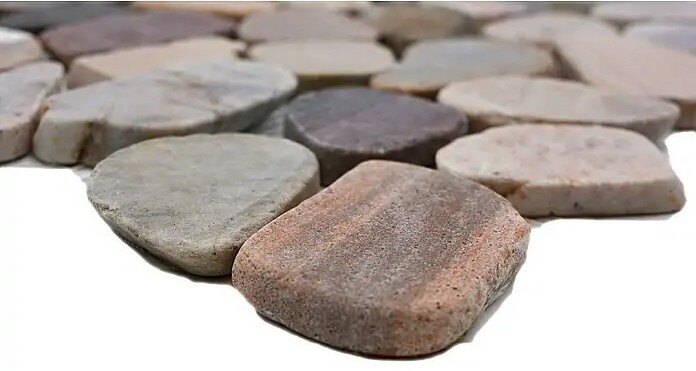 Azulejo río guijarro piedra guijarro corte beige gris rojo verde crema arena plato de ducha azulejo backsplash cocina - MOS30-0204