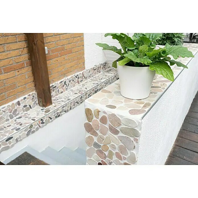 Azulejo río guijarro piedra guijarro corte beige gris rojo verde crema arena plato de ducha azulejo backsplash cocina - MOS30-0204