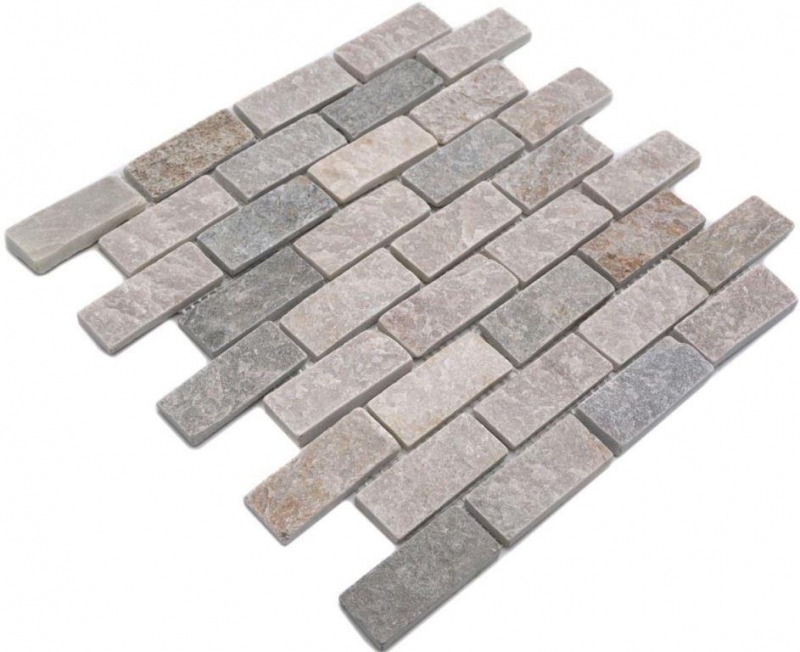 Cuarcita piedra natural mosaico azulejo ladrillo beige gris pared piso ducha backsplash cocina backsplash - MOS36-0208