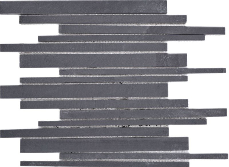 Muestra de mano mosaico azulejo pizarra piedra natural varillas pizarra revestimiento de pared revestimiento de pared negro MOS34-0225_m