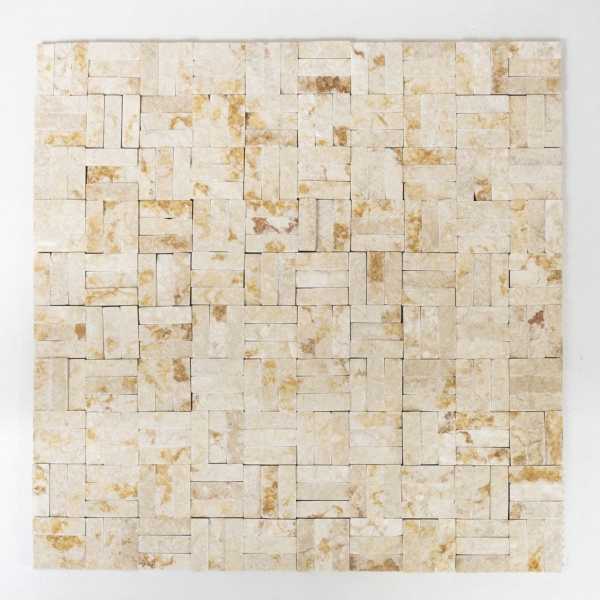 Muestra de mano mosaico azulejo mármol piedra natural parquet Splitface soleado beige 3 D MOS42-x3d63_m