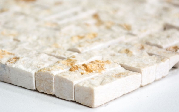 Muestra de mano mosaico azulejo mármol piedra natural parquet Splitface soleado beige 3 D MOS42-x3d63_m