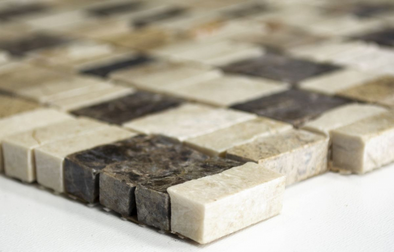 Mosaico Mármol Piedra Natural Palillos beige Alfombra Crema Marfil Dark Emperador honed MOSSopo-M10-VH21_f