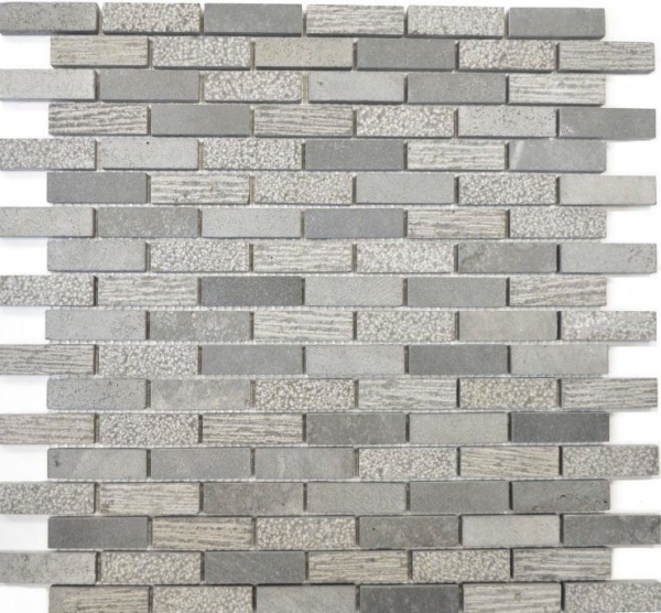 Mosaico de mármol de piedra natural gris cemento gris antracita ladrillo mirada talla azulejo backsplash cocina - MOS40-B49