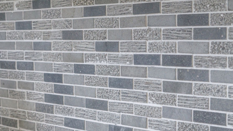 Mosaico de mármol de piedra natural gris cemento gris antracita ladrillo mirada talla azulejo backsplash cocina - MOS40-B49