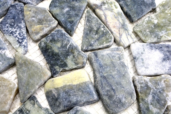 Mosaico de mármol de cantera de piedra natural poligonal gris-verde antracita azulejo backsplash azulejo de la pared azulejo de la cocina - MOS44-0208