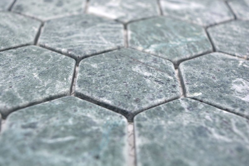 Mármol azulejo de mosaico de piedra natural hexágono verde antracita efecto piedra azulejos backsplash - MOS44-0210