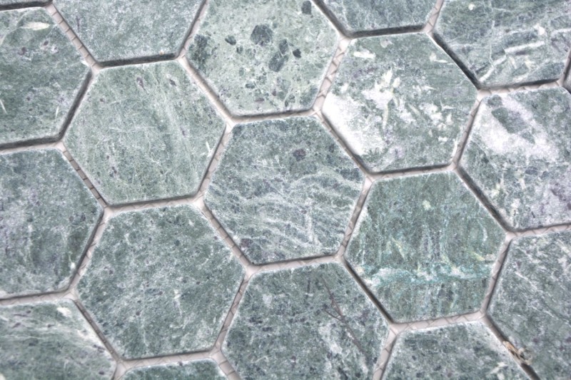 Mármol azulejo de mosaico de piedra natural hexágono verde antracita efecto piedra azulejos backsplash - MOS44-0210