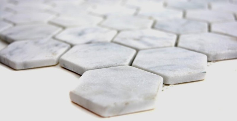 Mármol azulejo de mosaico de piedra natural hexágono blanco antracita Carrara mirada backsplash azulejo de la pared - MOS44-0103