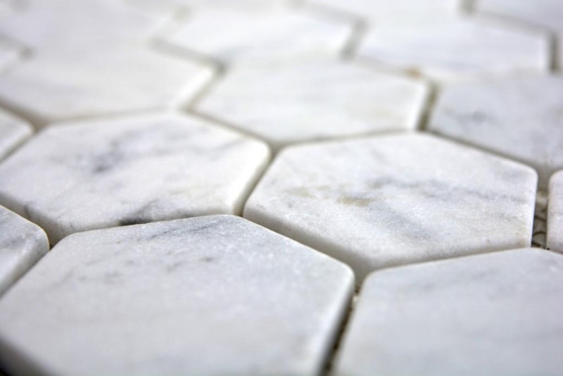 Mármol azulejo de mosaico de piedra natural hexágono blanco antracita Carrara mirada backsplash azulejo de la pared - MOS44-0103