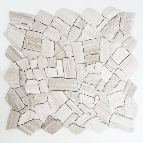 Muestra de mano mosaico azulejo mármol piedra natural cantera ciot gris rayas MOS44-0202_m