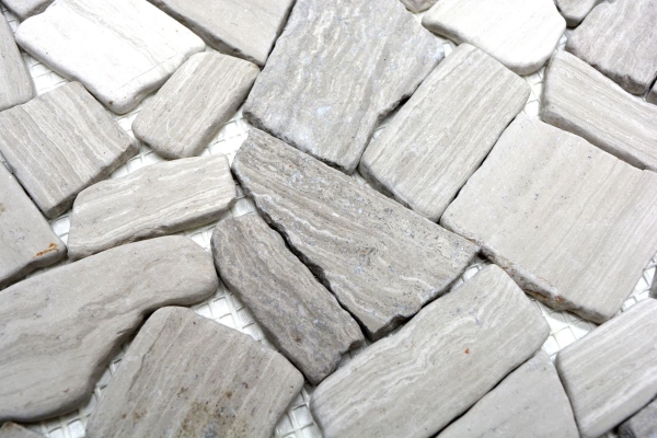 Muestra de mano mosaico azulejo mármol piedra natural cantera ciot gris rayas MOS44-0202_m