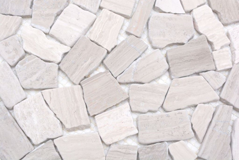 Mosaico de mármol de cantera de piedra natural poligonal gris rayas gris claro plata azulejo backsplash pared backsplash cocina - MOS44-0202