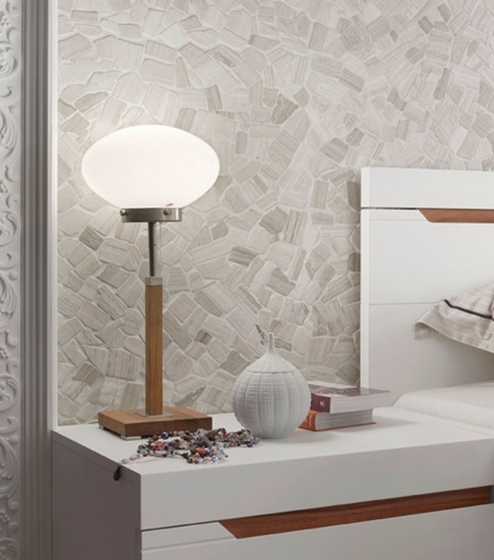 Mosaico de mármol de cantera de piedra natural poligonal gris rayas gris claro plata azulejo backsplash pared backsplash cocina - MOS44-0202
