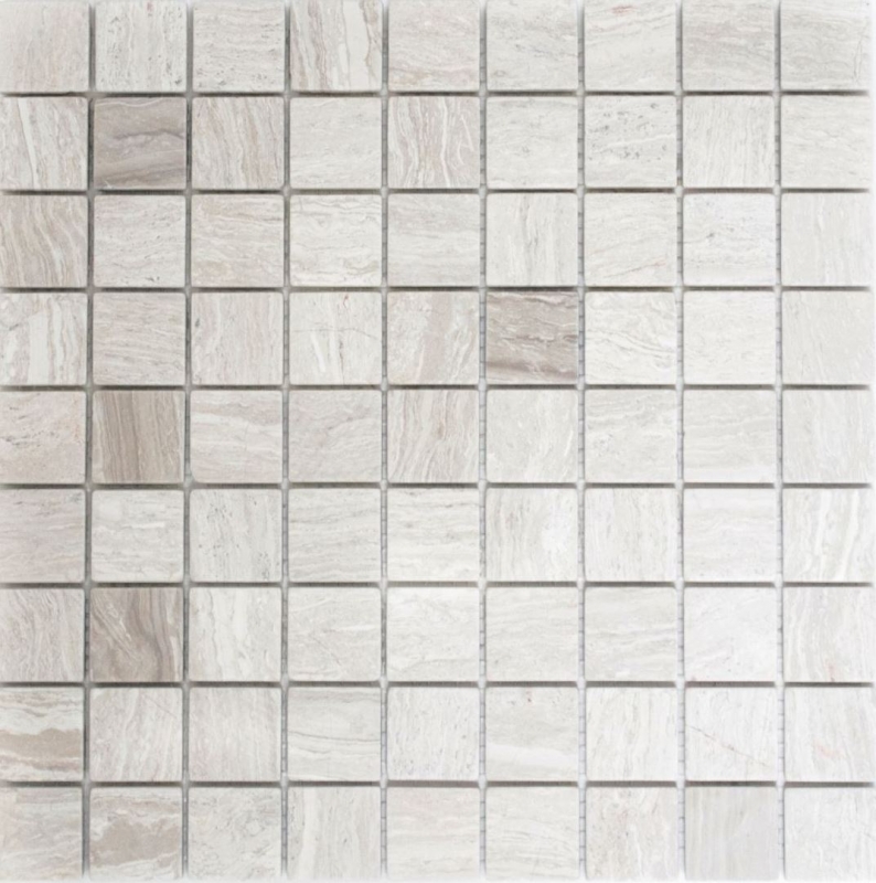 Mármol mosaico azulejo piedra natural gris claro raya gris mirada ducha pared piso - MOS42-0204