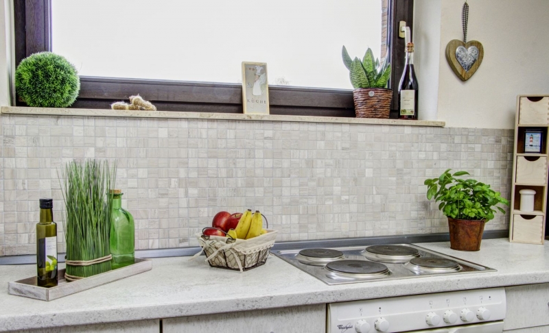 Mármol mosaico azulejo piedra natural gris claro raya gris mirada ducha pared piso - MOS42-0204