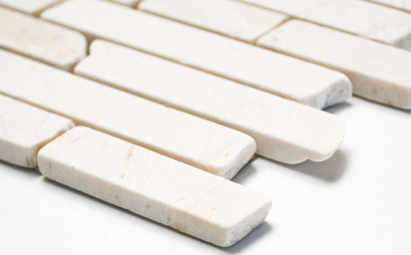 Muestra de mano mosaico azulejo mármol piedra natural blanco Ladrillo Botticino Anticato MOS40-0102_m