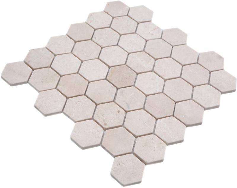 Mármol azulejo de mosaico de piedra natural beige crema vainilla hexágono backsplash pared azulejo cuarto de baño - MOS42-1212