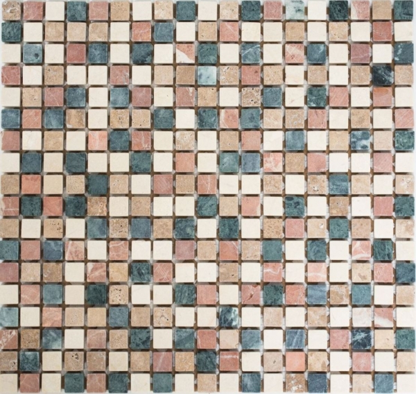 Muestra de mano mosaico azulejo mármol piedra natural crema beige rojo verde aleatorio MOS38-1204_m