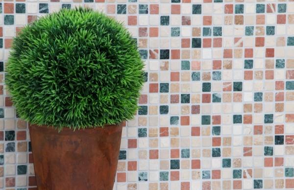 Muestra de mano mosaico azulejo mármol piedra natural crema beige rojo verde aleatorio MOS38-1204_m