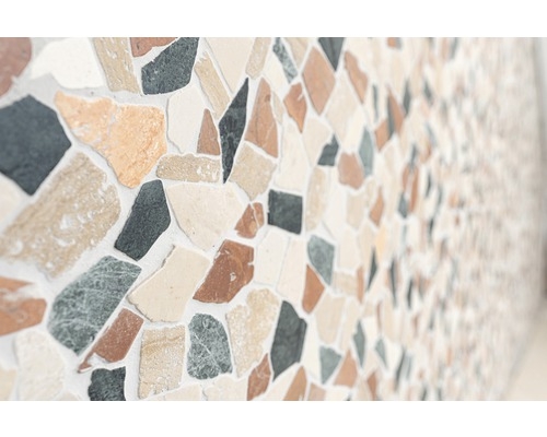 Mosaico de mármol de cantera de piedra natural crema beige rojo verde poligonal al azar salpicaduras azulejo backsplash cocina - MOS44-1204
