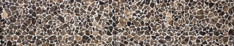 Mosaico de mármol de cantera de piedra natural Poligonal Impala marrón oscuro flameado revestimiento de pared salpicaduras - MOS44-1306
