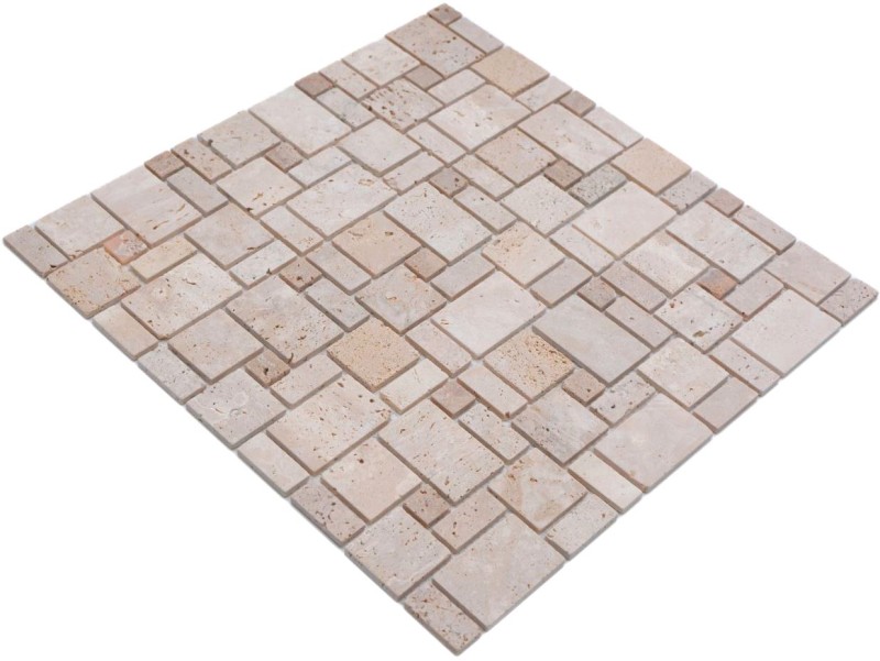Travertino mosaico azulejos terraza pared piso piedra natural beige marrón backsplash cocina azulejos baño - MOS43-1212-15