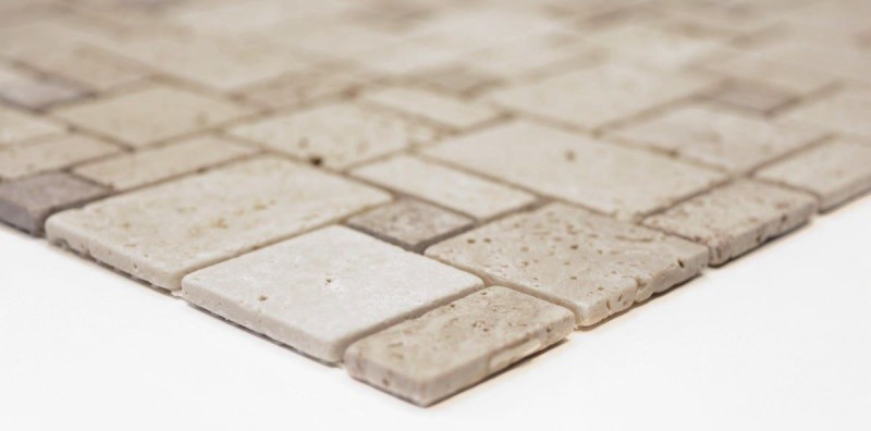 Travertino mosaico azulejos terraza pared piso piedra natural beige marrón backsplash cocina azulejos baño - MOS43-1212-15