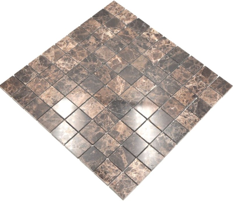 Mosaico de mármol piedra natural marrón oscuro mezcla pulido brillante backsplash cocina - MOS42-1306