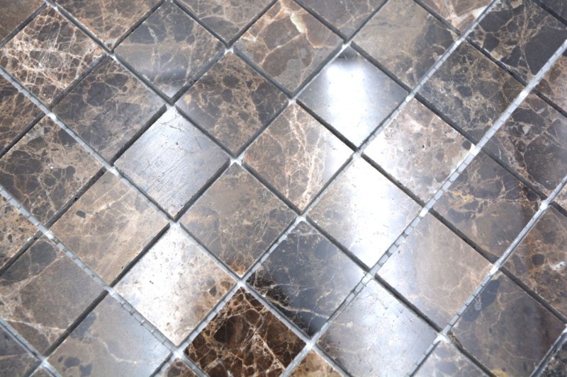 Mosaico de mármol piedra natural marrón oscuro mezcla pulido brillante backsplash cocina - MOS42-1306