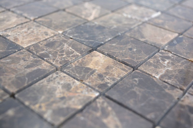 Mosaico de mármol piedra natural marrón oscuro mezcla pulido brillante backsplash cocina - MOS42-1306