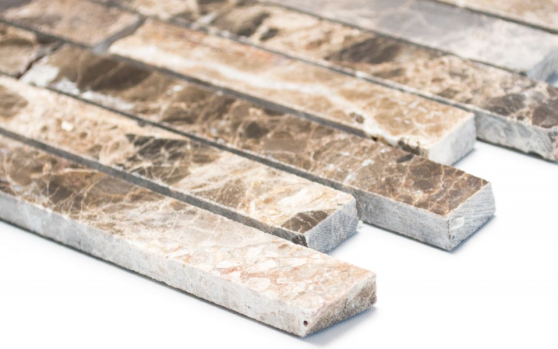 Mosaico de mármol de piedra natural de ladrillo compuesto barras Impala marrón oscuro pulido brillante azulejo backsplash baño - MOS40-1306