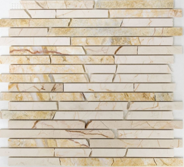 Muestra de mano mosaico azulejo mármol piedra natural Ladrillo dorado crema pulido estructura MOS40B-2807_m