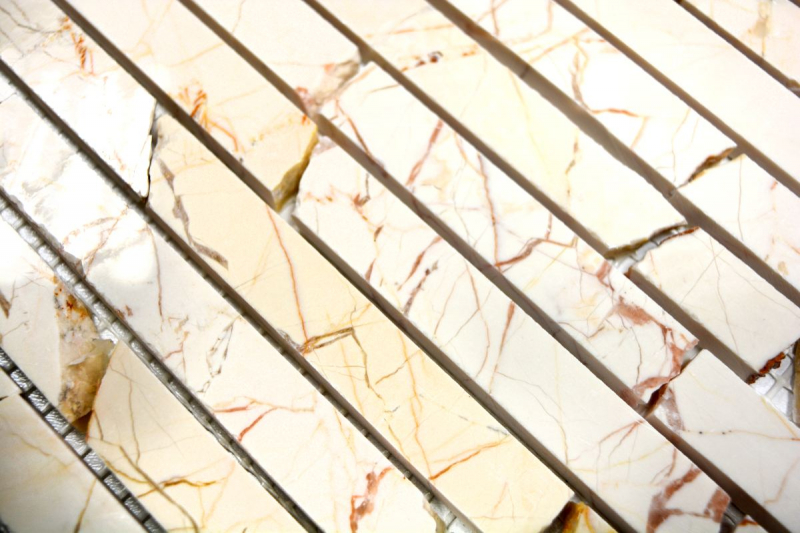 Muestra de mano mosaico azulejo mármol piedra natural Ladrillo dorado crema pulido estructura MOS40B-2807_m