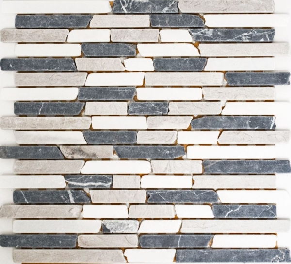 Muestra de mano mosaico azulejo mármol piedra natural beige gris negro Ladrillo Botticino Nero MOS40-0204_m
