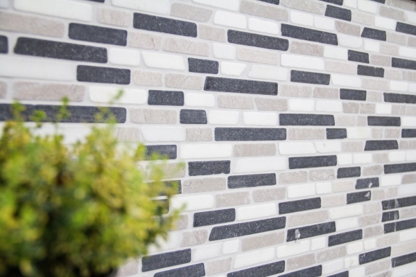 Muestra de mano mosaico azulejo mármol piedra natural beige gris negro Ladrillo Botticino Nero MOS40-0204_m