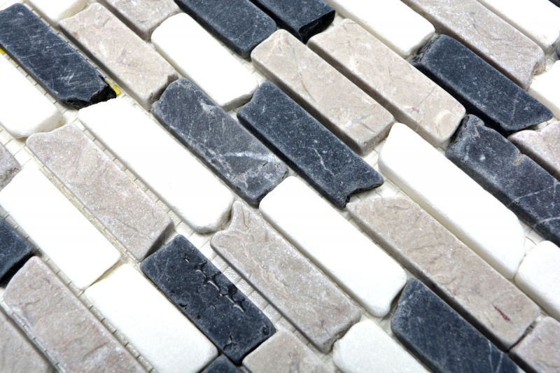 Muestra de mano mosaico azulejo mármol piedra natural beige gris negro Ladrillo Botticino Nero MOS40-0204_m