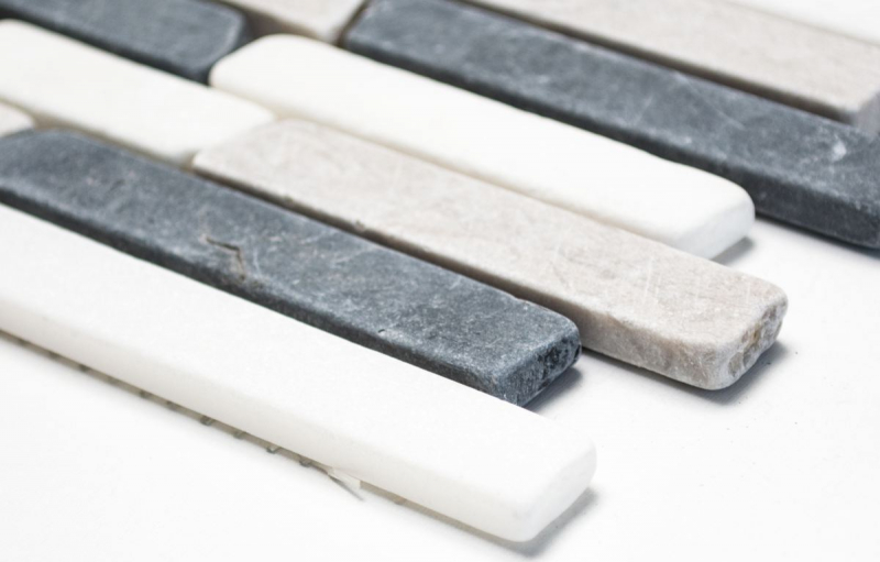 Muestra de mano mosaico azulejo mármol piedra natural beige gris negro Ladrillo Botticino Nero MOS40-0204_m