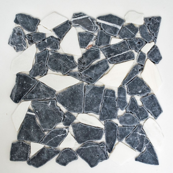 Muestra de mano mosaico azulejo mármol piedra natural blanco negro cantera Ciot Nero Bianco MOS44-0204_m